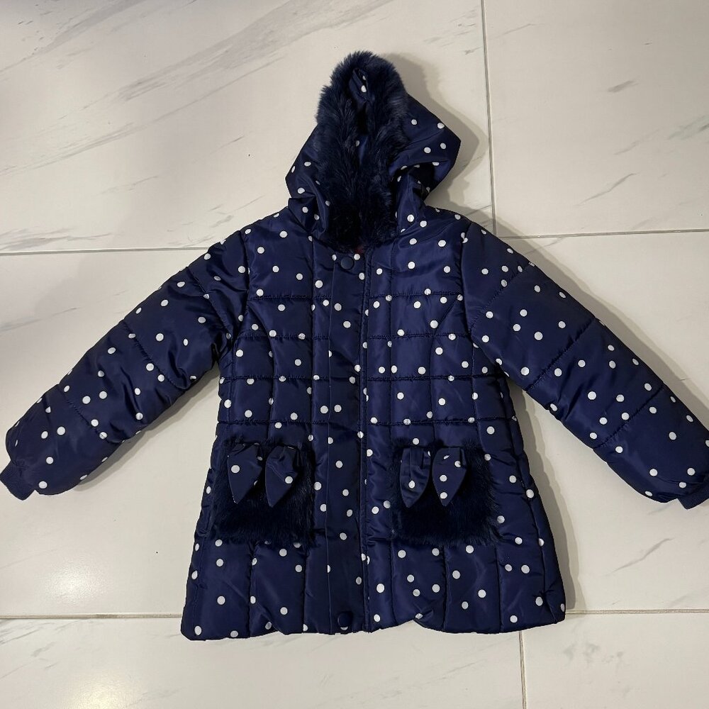 Girls Polka Dot Puffer and Fleece Jacket (size 10)